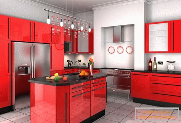 Foto di design cucina nero rosso 32