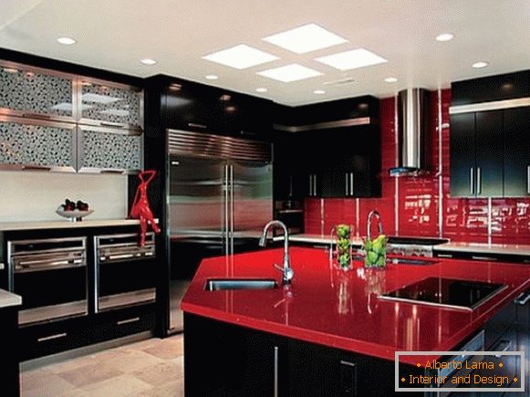 Foto di design cucina nero rosso 33