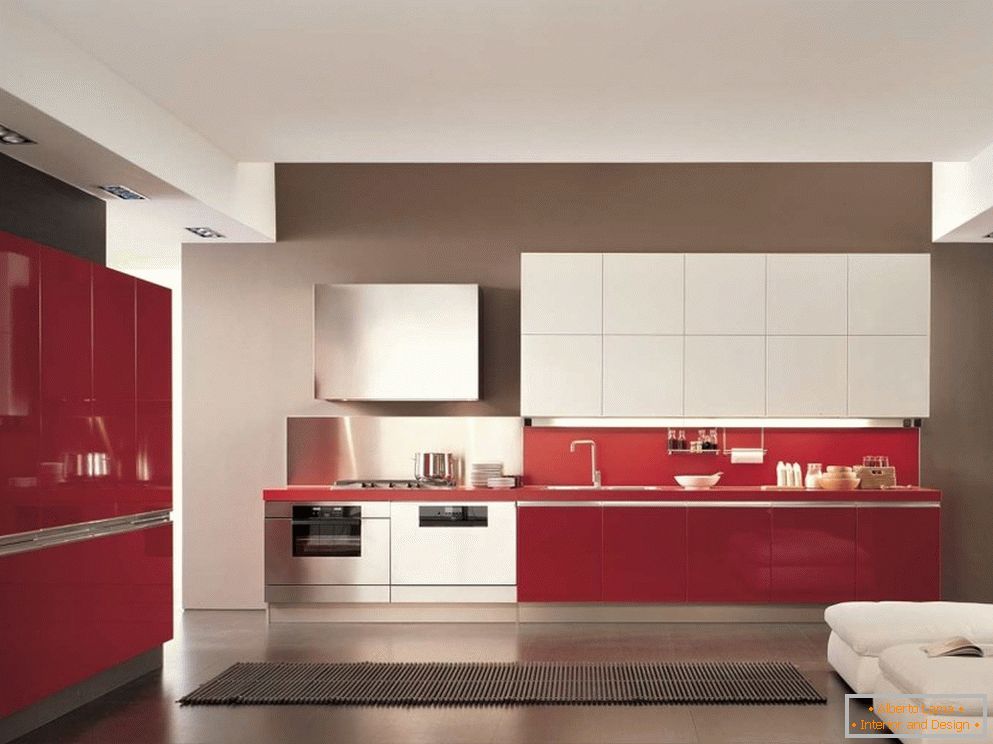 Cucina rossa in stile minimalista