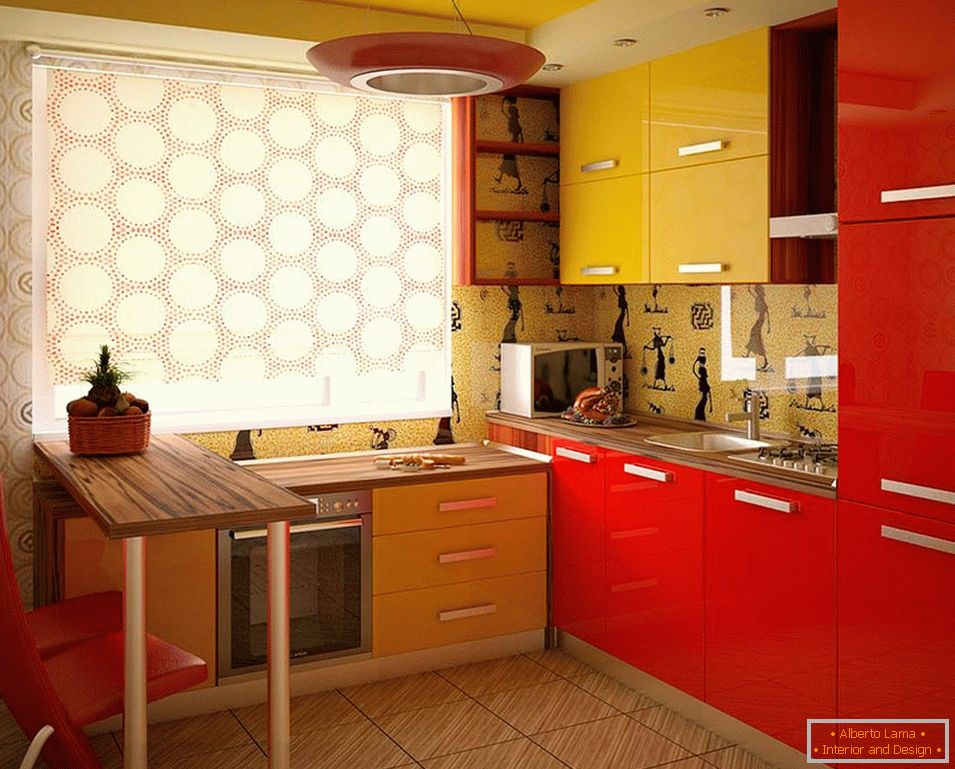 Cucina rossa e gialla