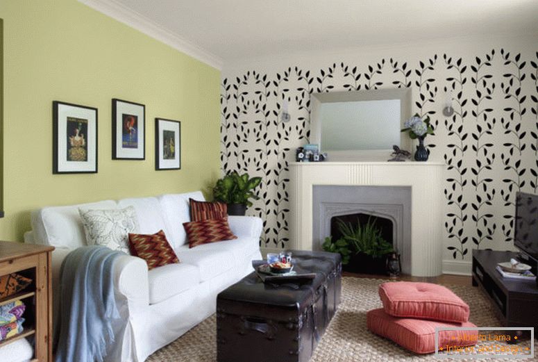 glamour-verde-accento-wall-soggiorno