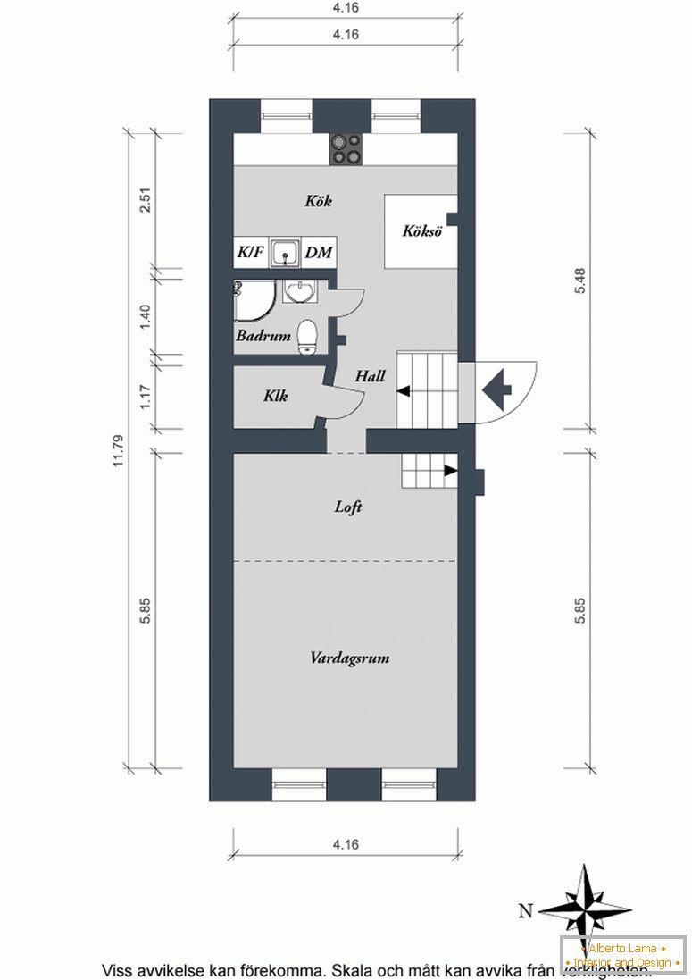 Lo schema del progetto di un appartamento a Stoccolma