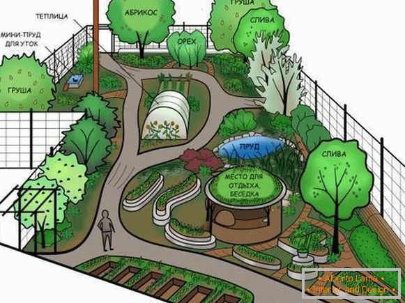 Landscape design di un giardino o casa di campagna