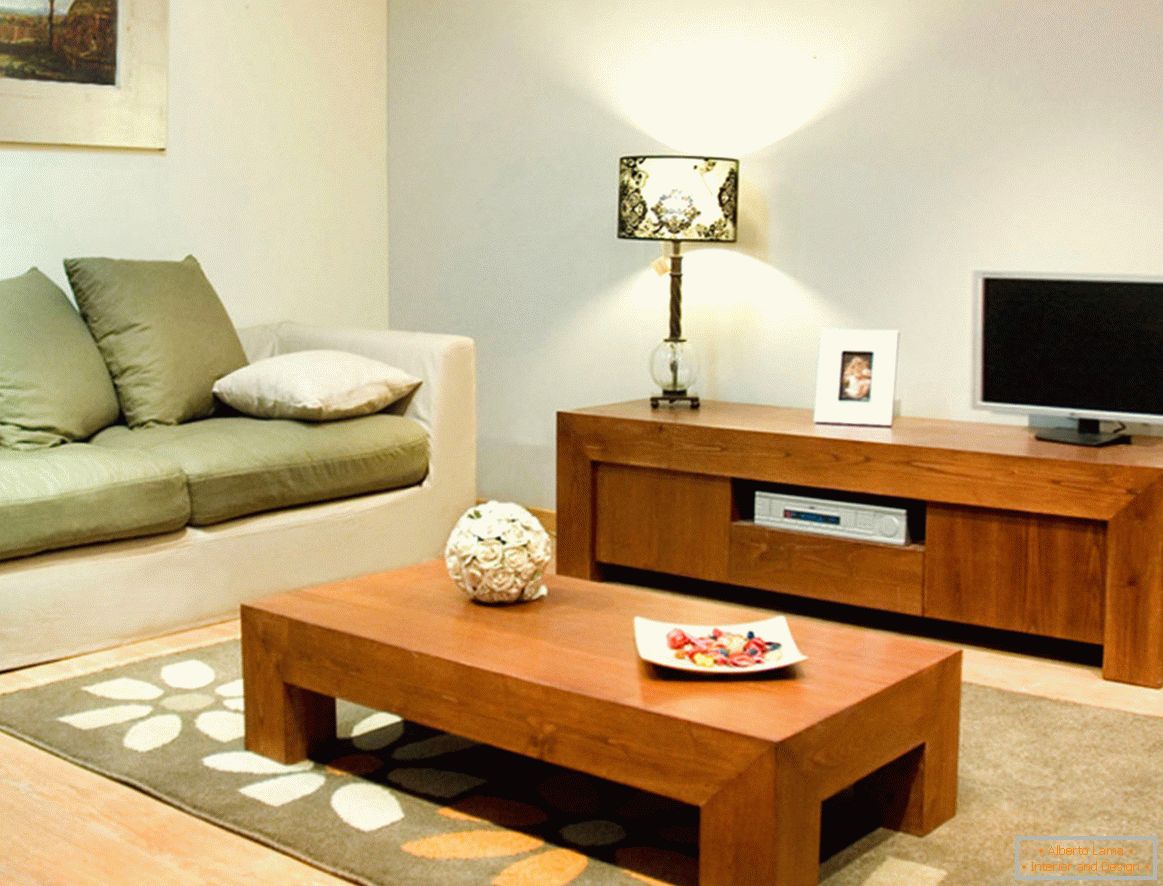 Mobili nello stile del minimalismo nel soggiorno