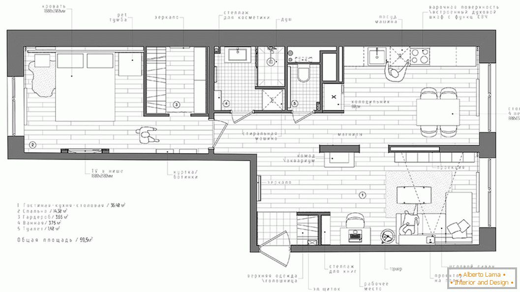 Un piccolo appartamento in stile scandinavo in Russia - план квартиры