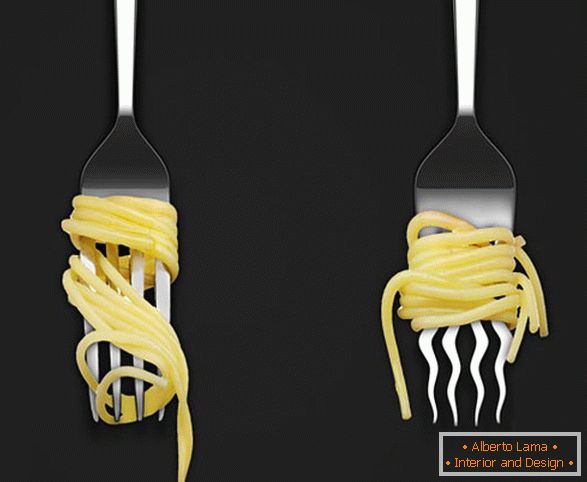 Forcella con denti ricurvi per spaghetti