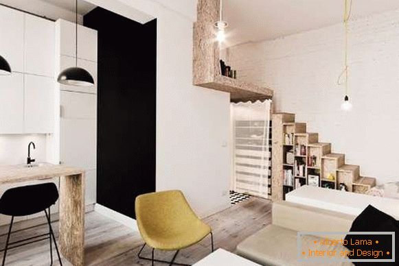 Appartamenti studio dal design moderno nei toni del nero, bianco e marrone