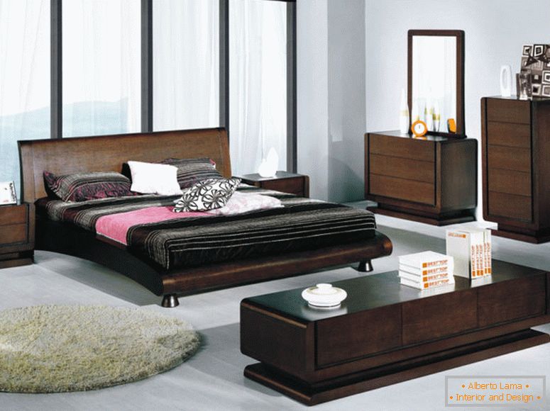 semplice-e-spaziosa camera da letto-decorazione-con--e-cassetti-contemporaneo-in-semplici-colori marrone-legno-mobili-come-vanity