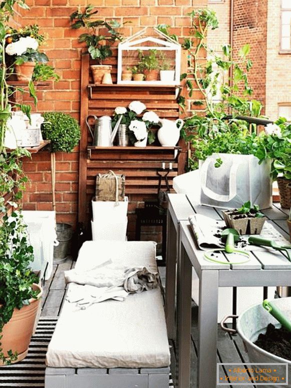 Balcone con piante d'appartamento