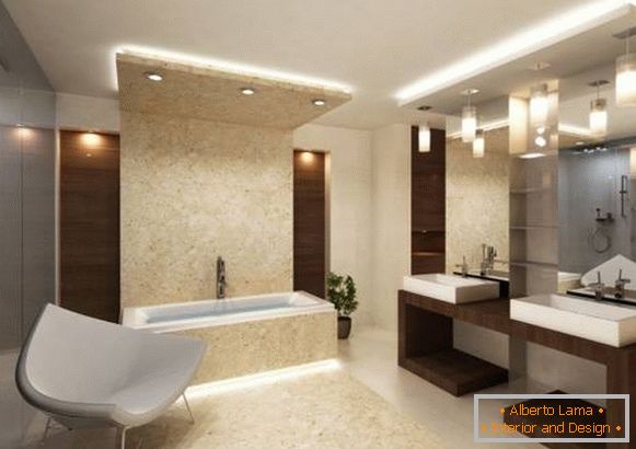 Bella illuminazione e illuminazione nel design del bagno