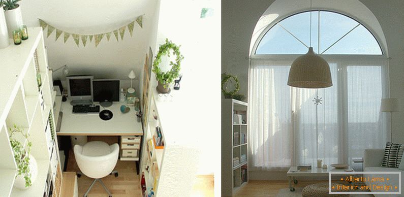Gabinetto e soggiorno in colore bianco