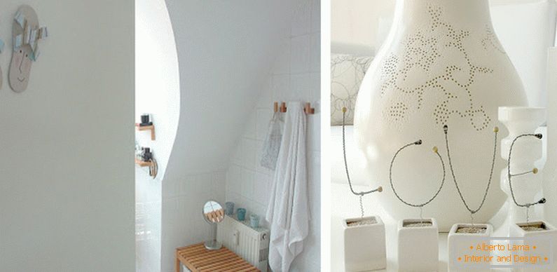 Bagno ed elementi decorativi in ​​colore bianco