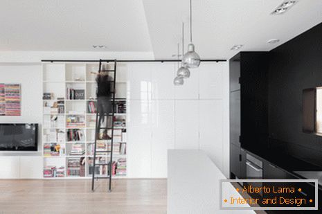 Registrazione di un piccolo appartamento in stile bianco e nero