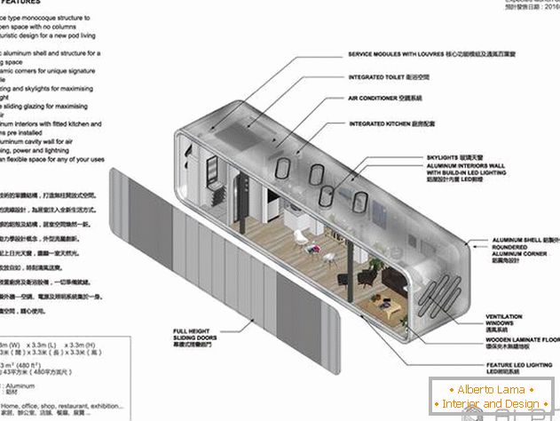 Disegno della casa prefabbricata Alpod