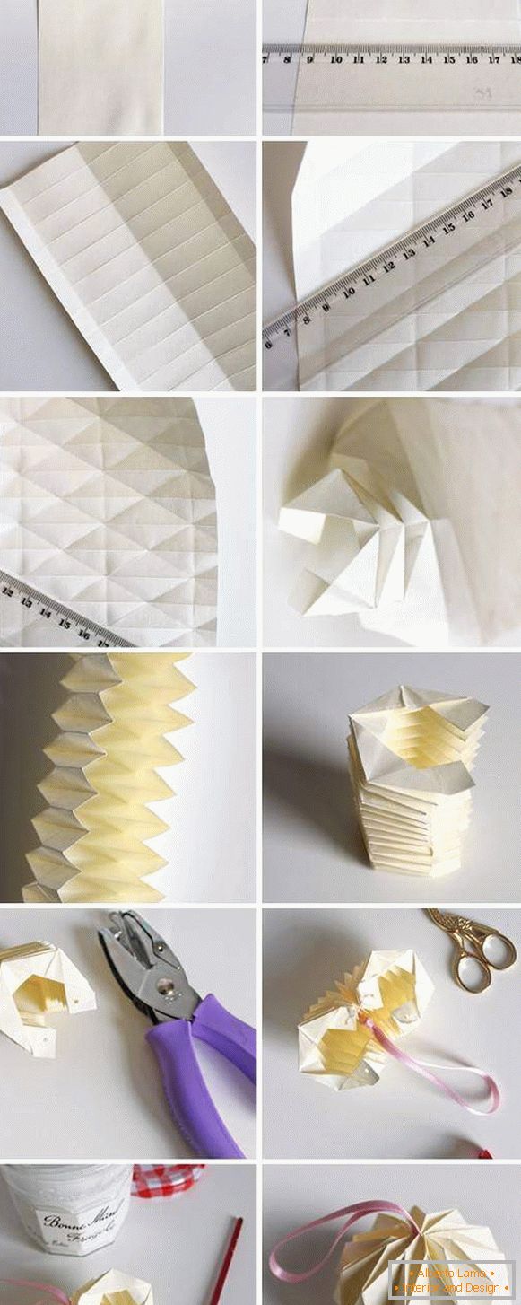 Sfere di origami per il nuovo anno 2017 con le proprie mani