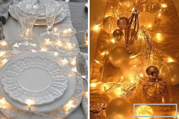 Garland LED come decorazione del tavolo di Capodanno