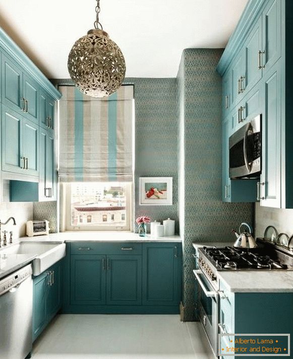 Design della cucina in blu