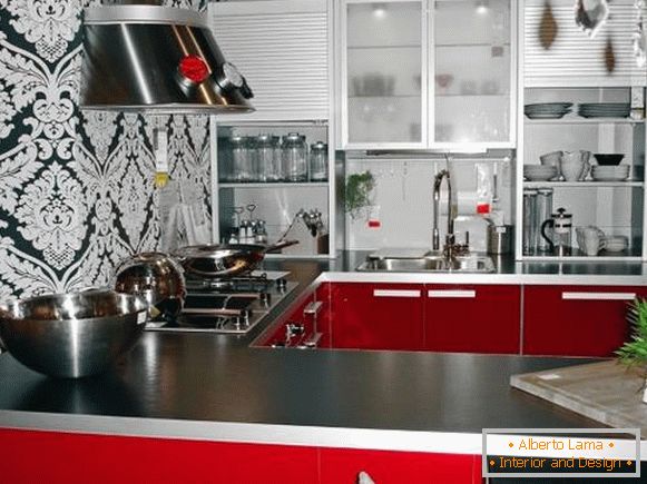 Design sexy della cucina con carta da parati 2015