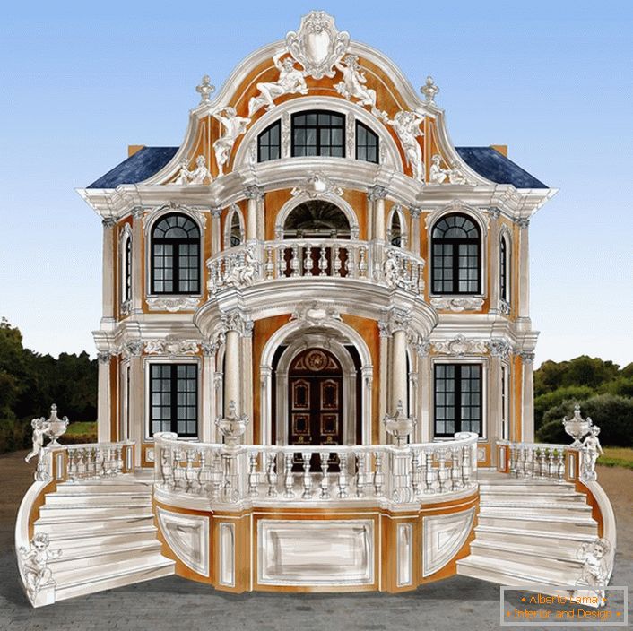 Progetto di lusso di una casa in stile barocco.