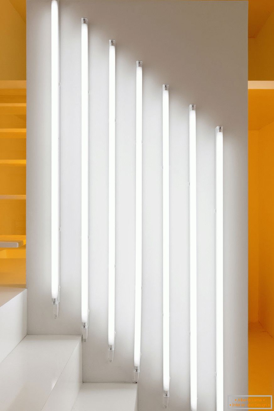 Lampade verticali bianche sul muro