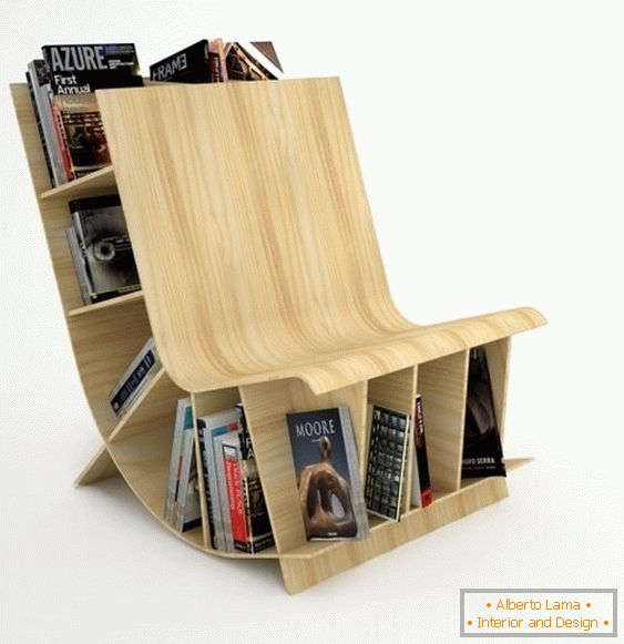 Libreria-libreria in legno dallo studio Fishbol Design Atelier