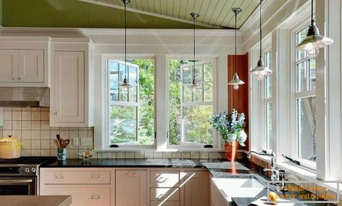 design della cucina con foto finestra ad angolo