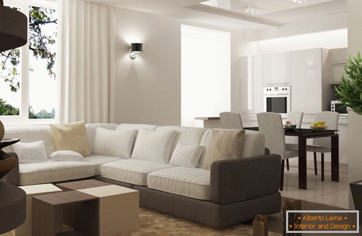Interni laconici nello stile del minimalismo - la scelta giusta per un piccolo appartamento.