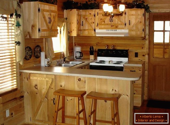 Cucina di piccole dimensioni in stile rustico - una soluzione eccellente per dare.