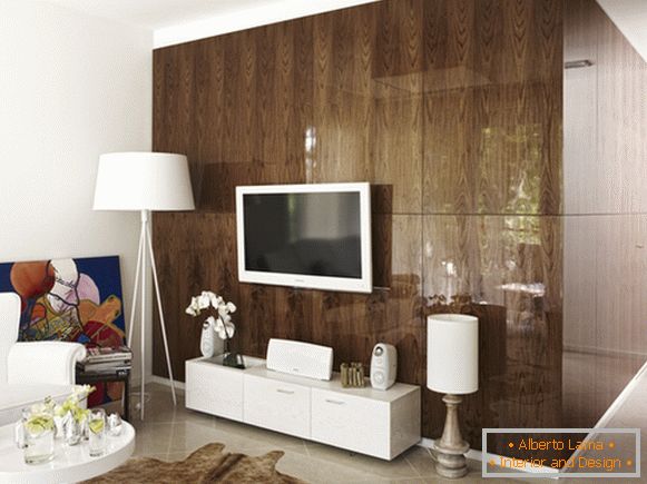 Interior design di un piccolo appartamento in colori chiari