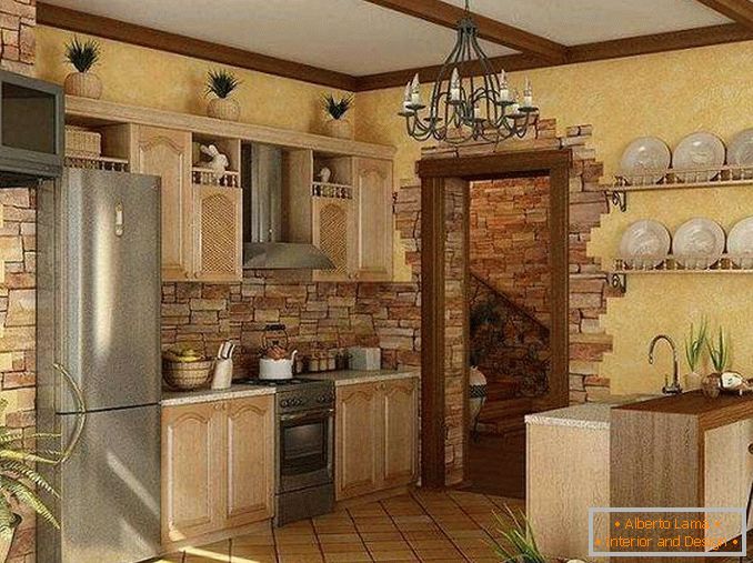 decorazione di pareti con pietra decorativa in cucina, foto 9
