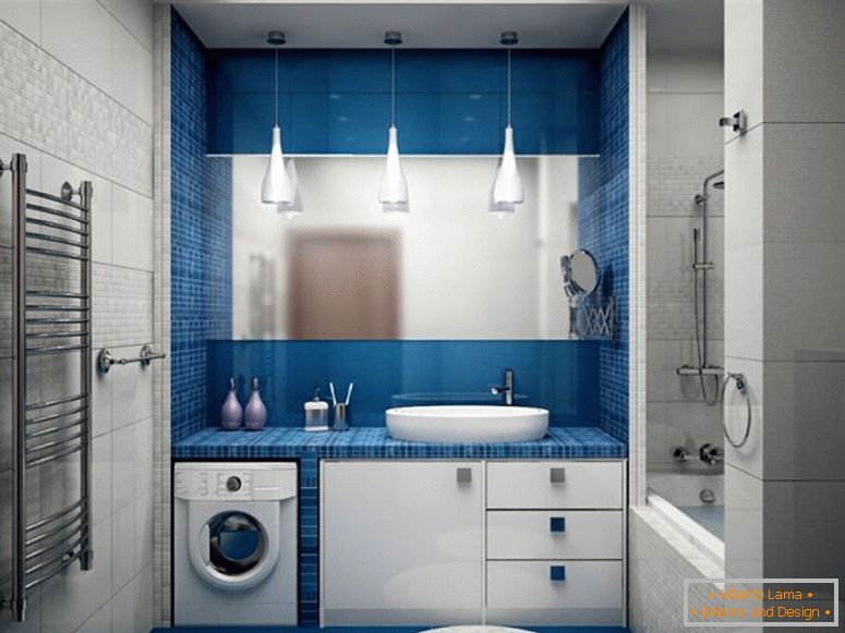 molto armoniosamente-pianificata bath-room-in-bianco-blu-colore