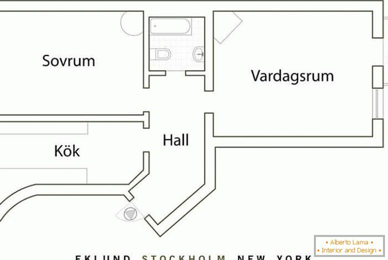 Il piano di un piccolo appartamento in Svezia