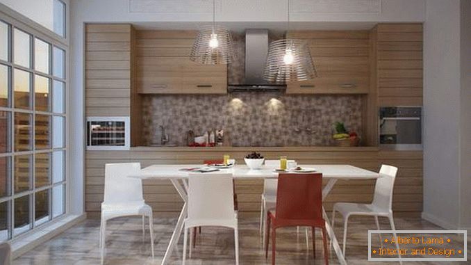 Design moderno della cucina con una finestra panoramica - foto interna