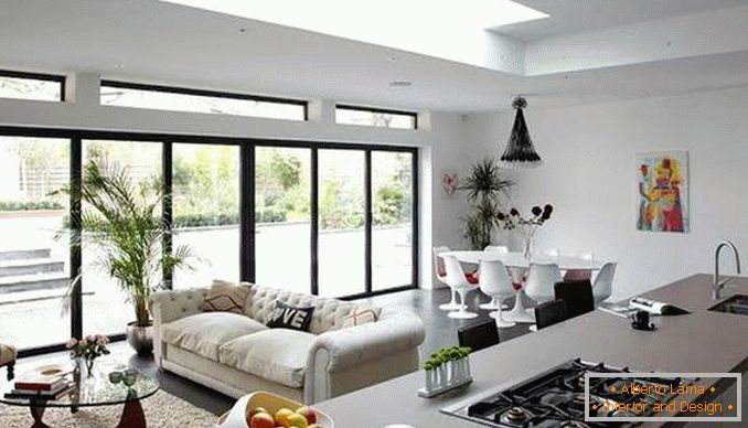 Appartamenti studio di design con finestre panoramiche - foto della cucina del soggiorno