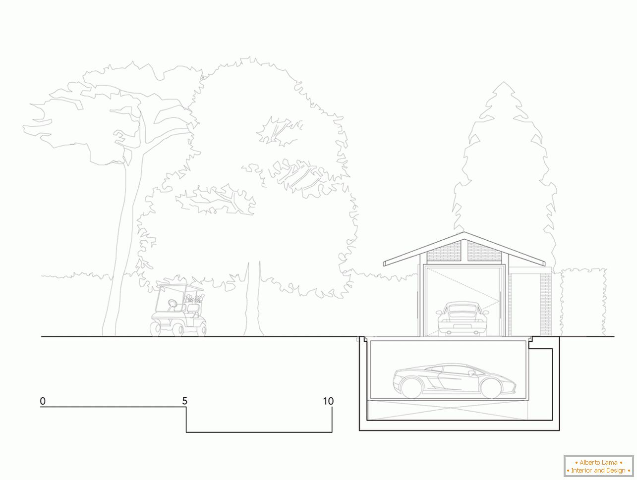 La disposizione del garage con una tettoia