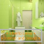 Piastrella verde chiaro nella decorazione della toilette