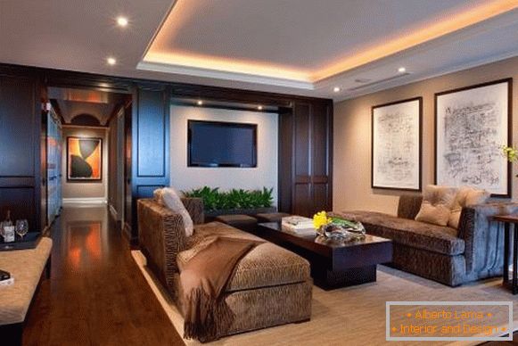 Quale striscia LED scegliere per l'illuminazione a soffitto - фото в гостиной