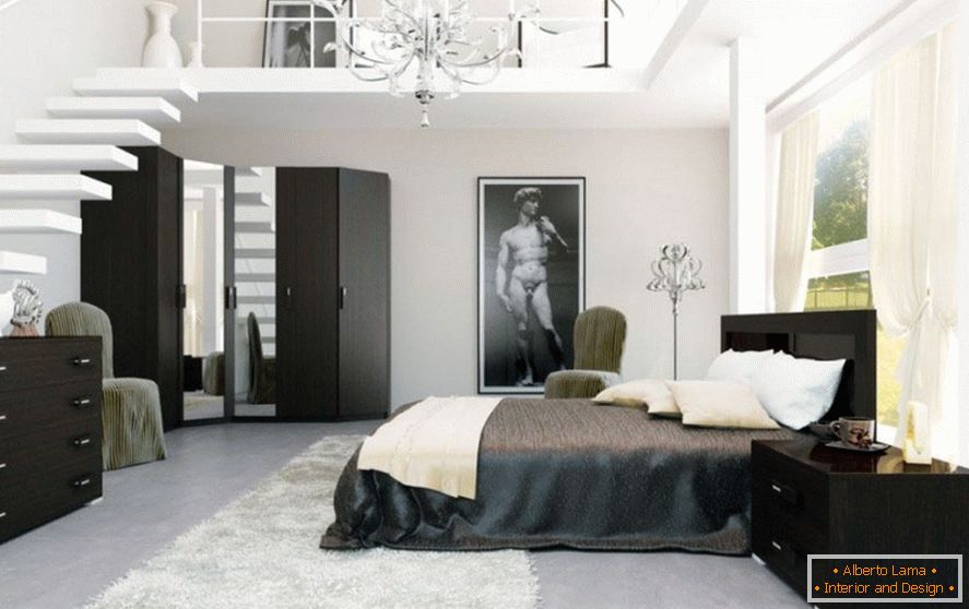 Appartamento su due livelli in bianco e nero