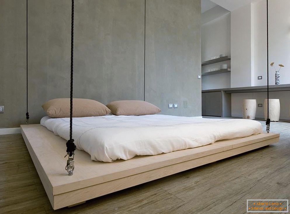 Interno della camera da letto nello stile del minimalismo