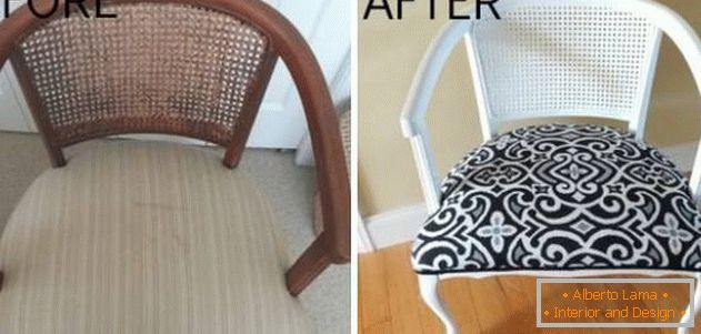 Riparazione di una vecchia sedia con una schiena