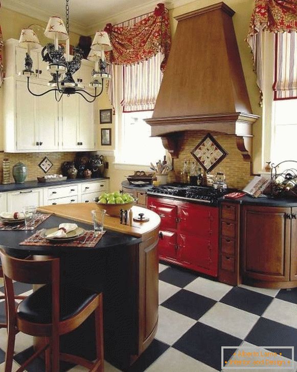 Tende romane per la cucina in stile rustico