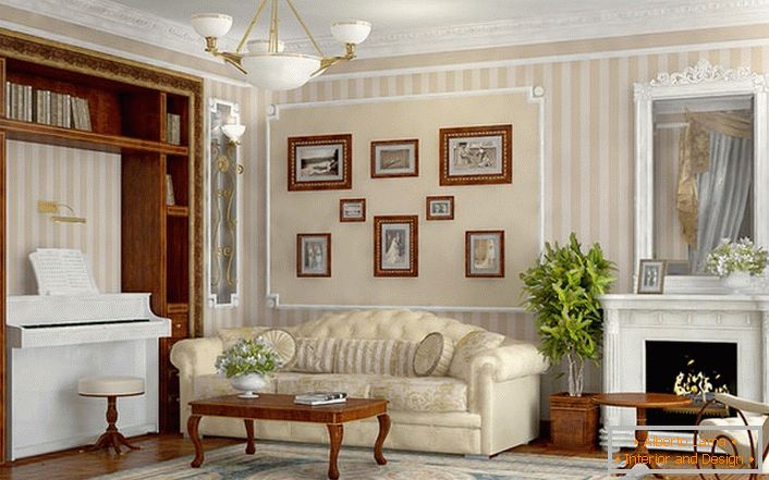 Una camera spaziosa e luminosa in stile impero con mobili selezionati correttamente.