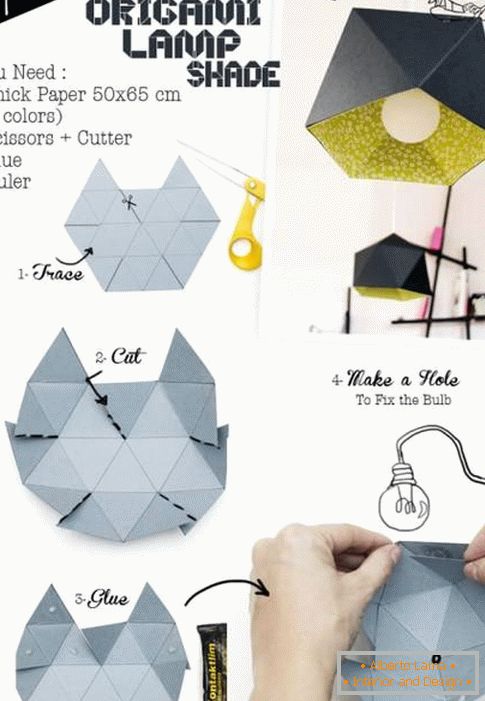 Paralume per una lampada a forma di origami