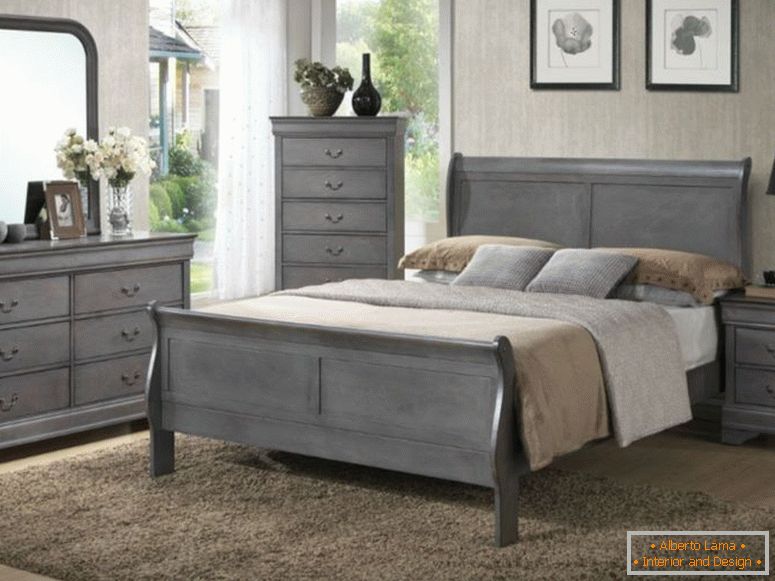 grigio-camera da letto-mobili-grigio-Louis-Philippe-da-costa-biancheria da letto-e