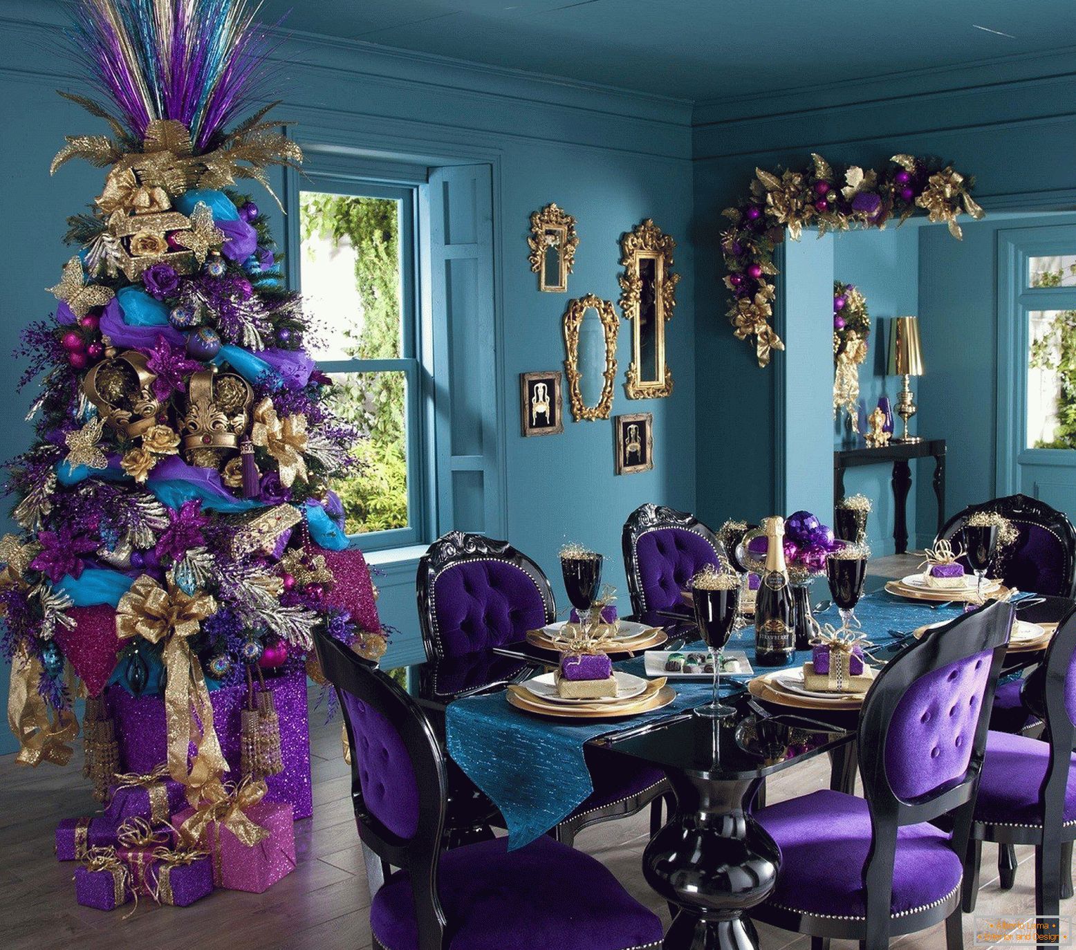 La stanza di Capodanno in colore lilla