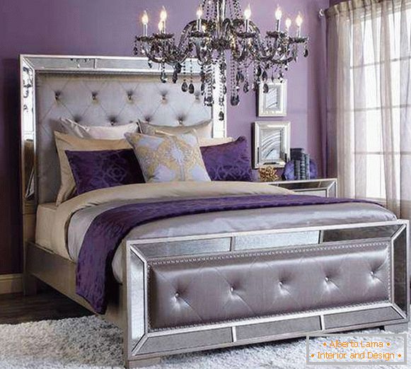 Camera da letto viola - foto in combinazione con argento