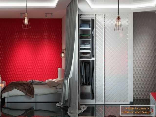 Un rosso ricco nel design della camera da letto