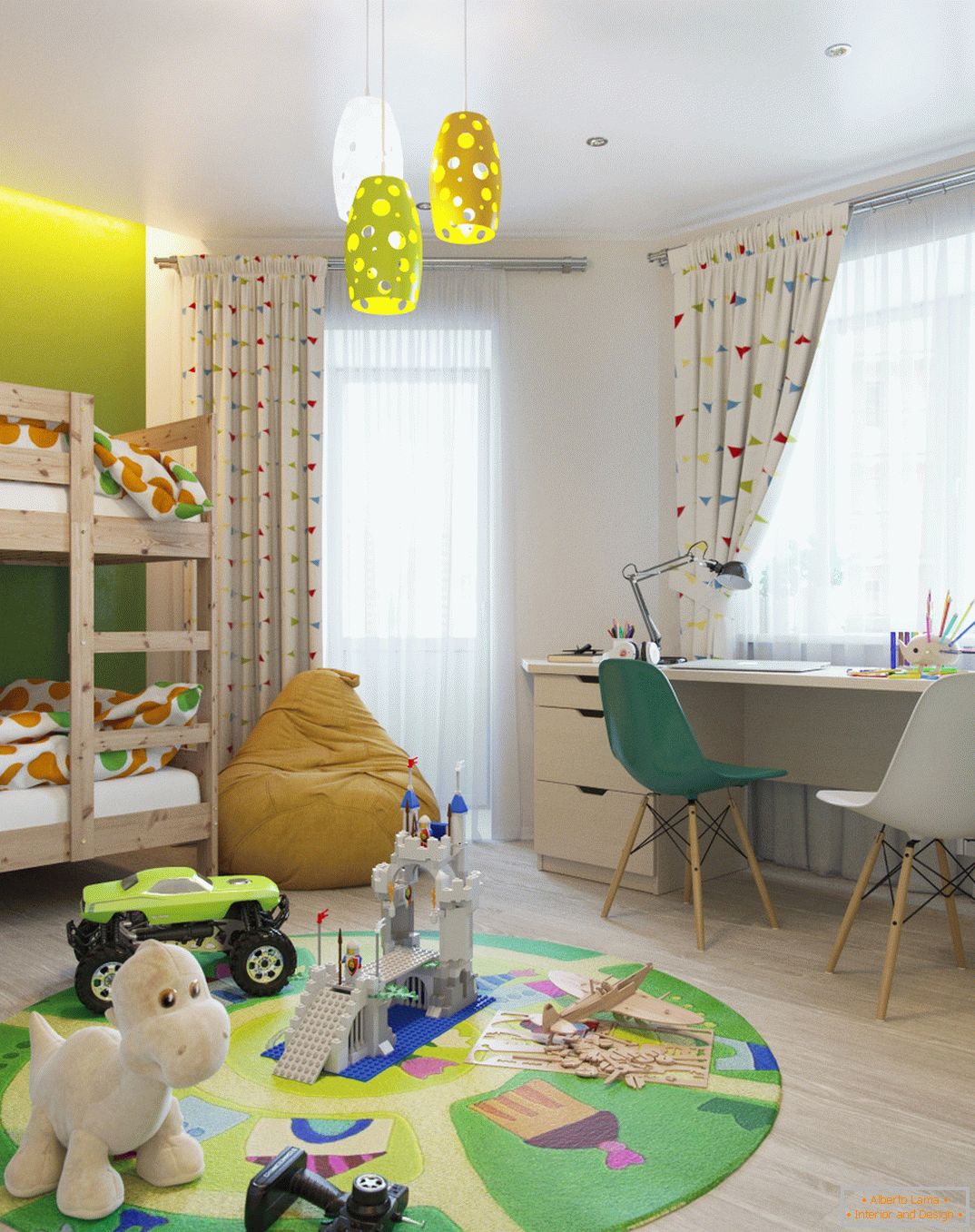 Design luminoso della camera dei bambini