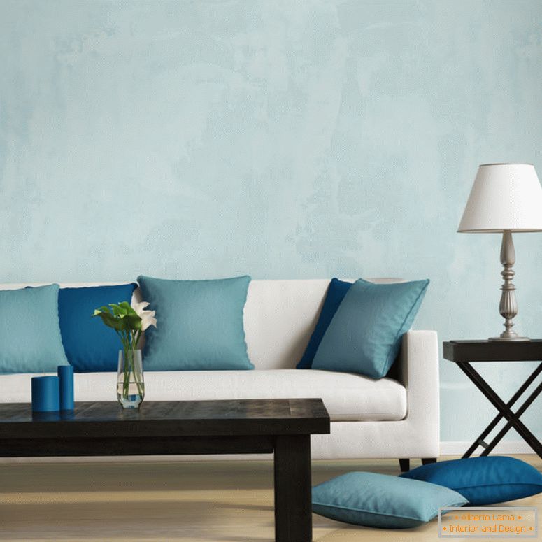 Stile contemporaneo blu, romantico salotto interno