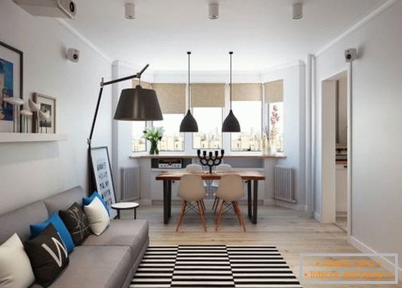Appartamento con una camera da letto in stile scandinavo - foto del soggiorno
